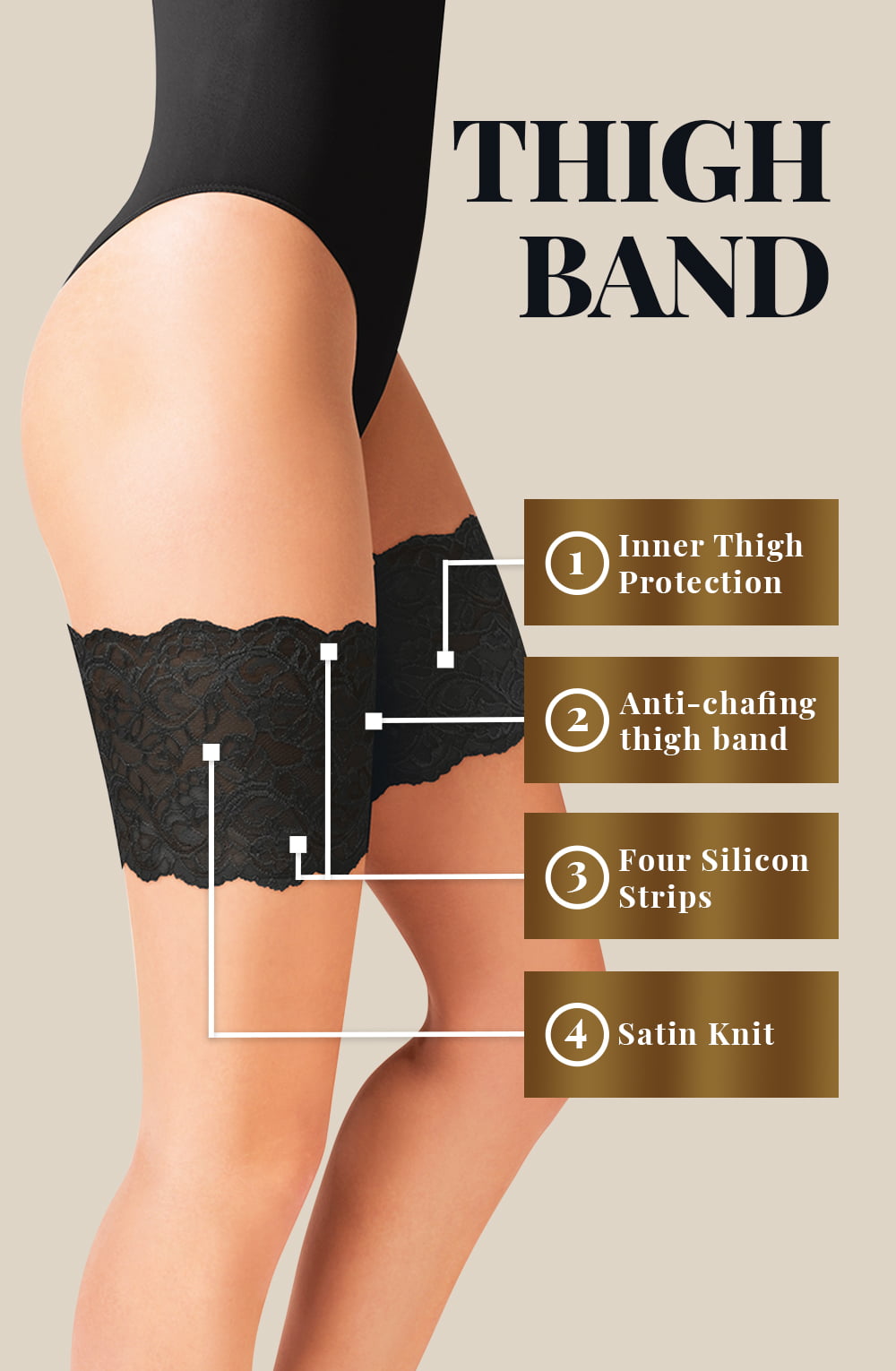 Gabriella 509 Black Lace Anti Chafing Thigh Bands product image 2