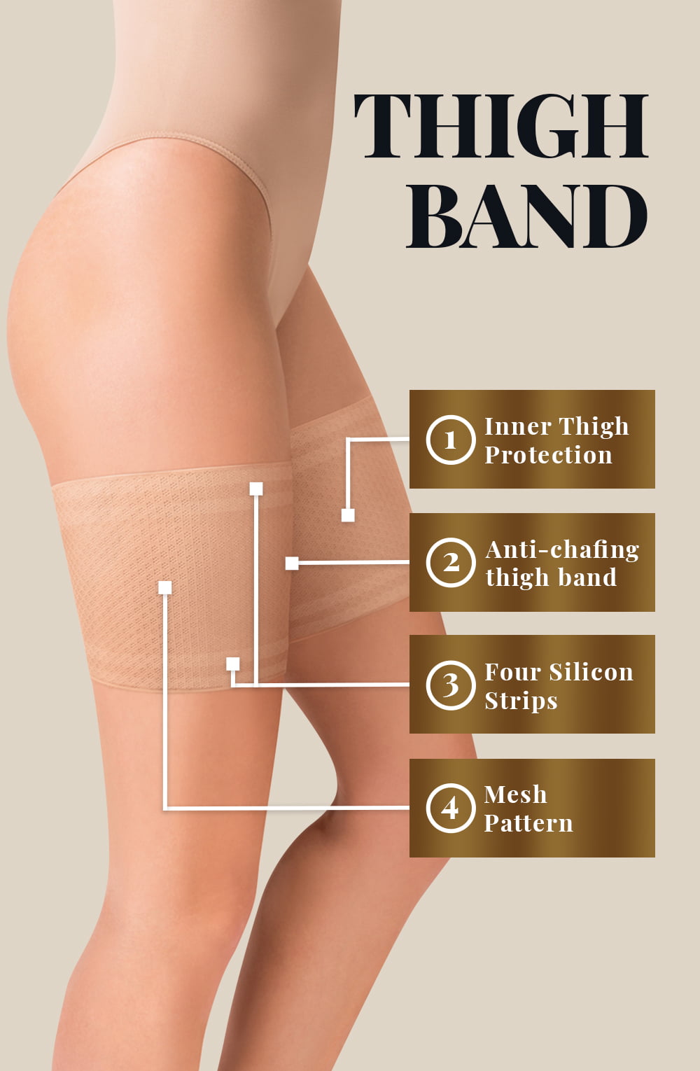Gabriella Mesh Thigh Band 511 Beige product image 2