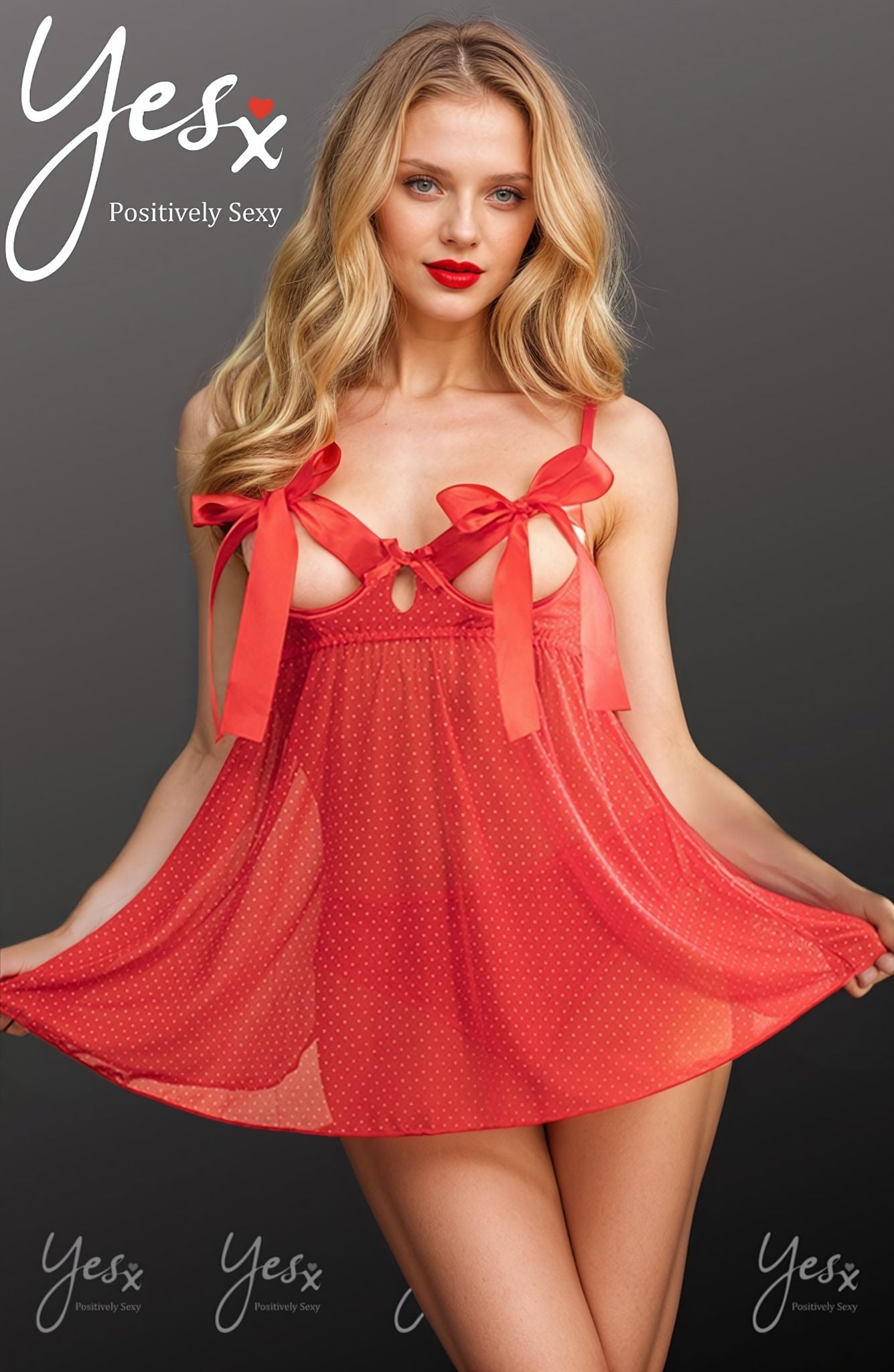 YesX YX841 Red Babydoll Set product image 1