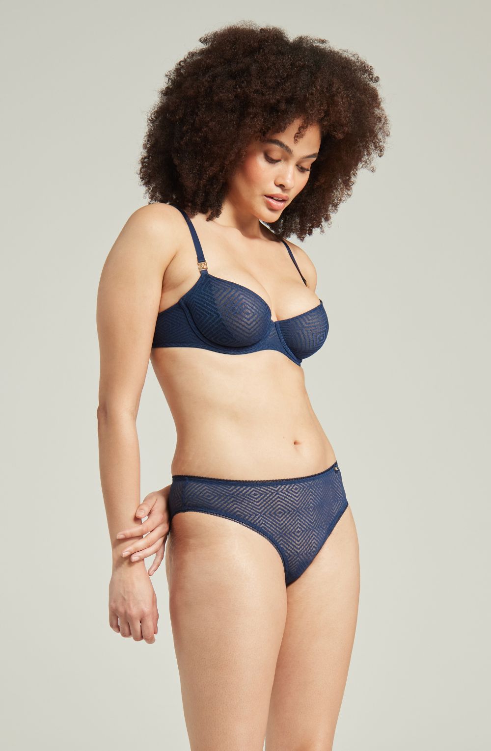 Nudea Sheer Deco Lift Navy Balcony Bra product image 1